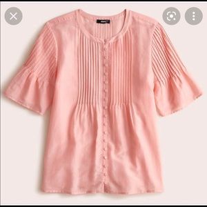 J. Crew Pastel Pink Silk Cotton Voile Pintuck Top NWT Size XS